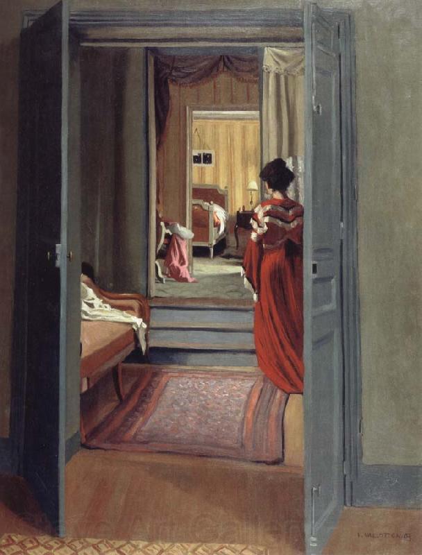 Felix Vallotton Interior with Woman in red